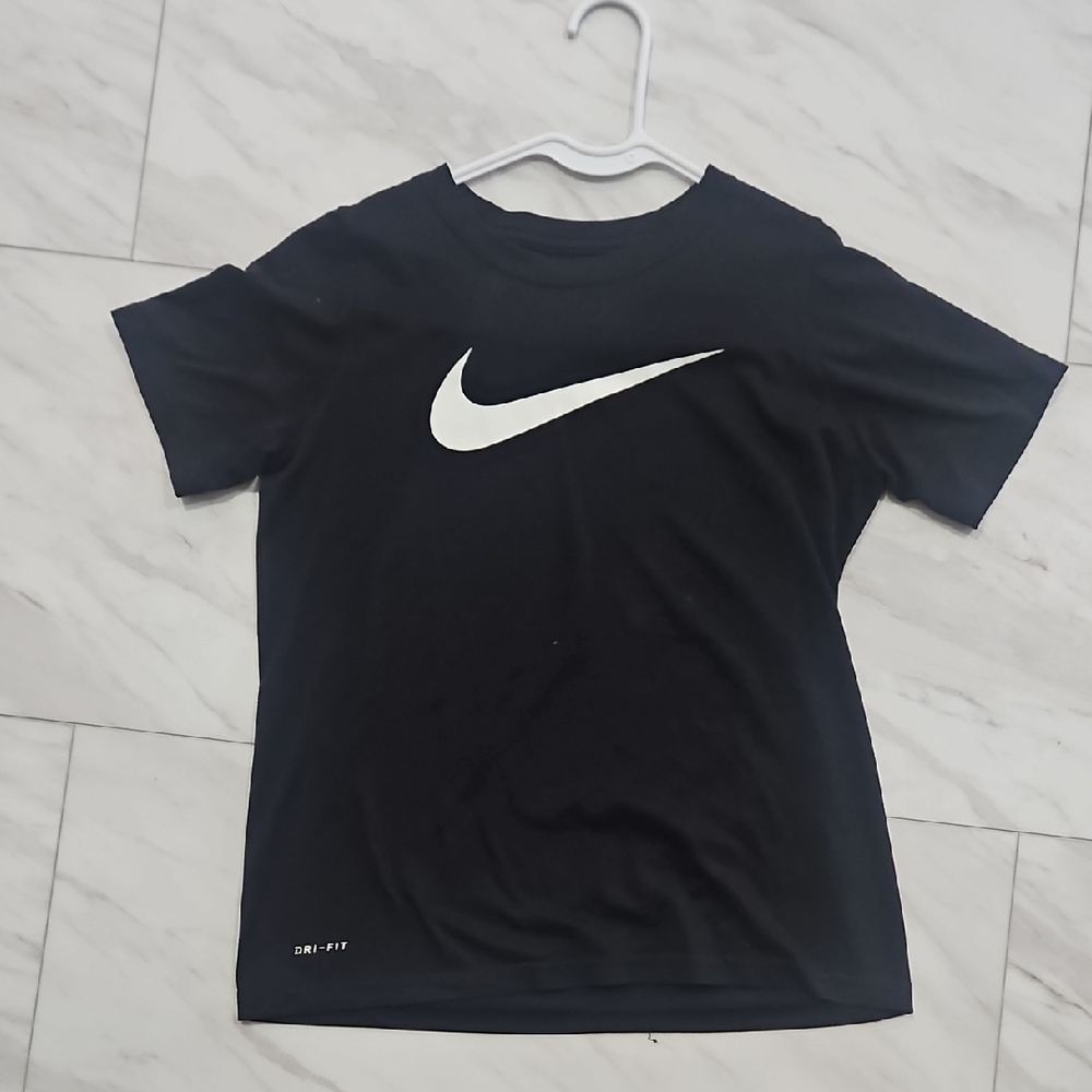 Boys Nike Black Tee with White Swoosh